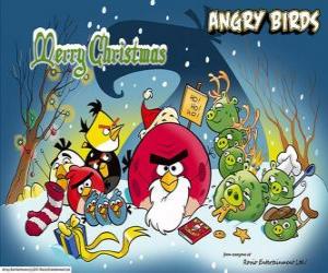 yapboz Angry Birds bir Mutlu Noeller isteyen